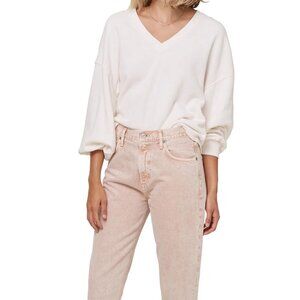 Citizens of Humanity - Vivienne V Neck Sweater in Cream Pink - Size Small